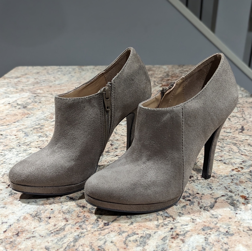Faux suede booties